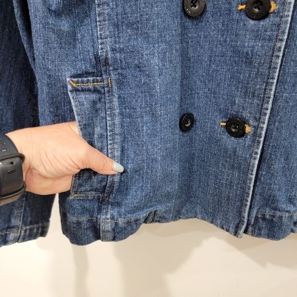 Relativity Double Breasted Denim Blue Jean Jacket 100% cotton Size M - Picture 9 of 15